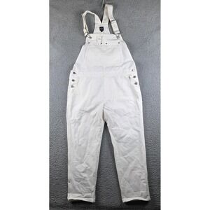 Gap Overalls Womens Large White Denim Jean Straight Leg Sleeveless 100% Cotton